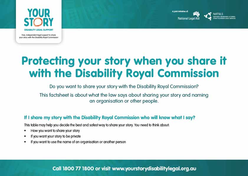 Protecting Your story when you share it with the Disability Royal Commission factsheet thumbnail